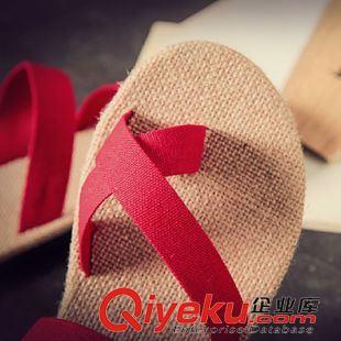 2015新款日系亞麻涼拖鞋 夜店風(fēng)尚與沙灘休閑的完美融合